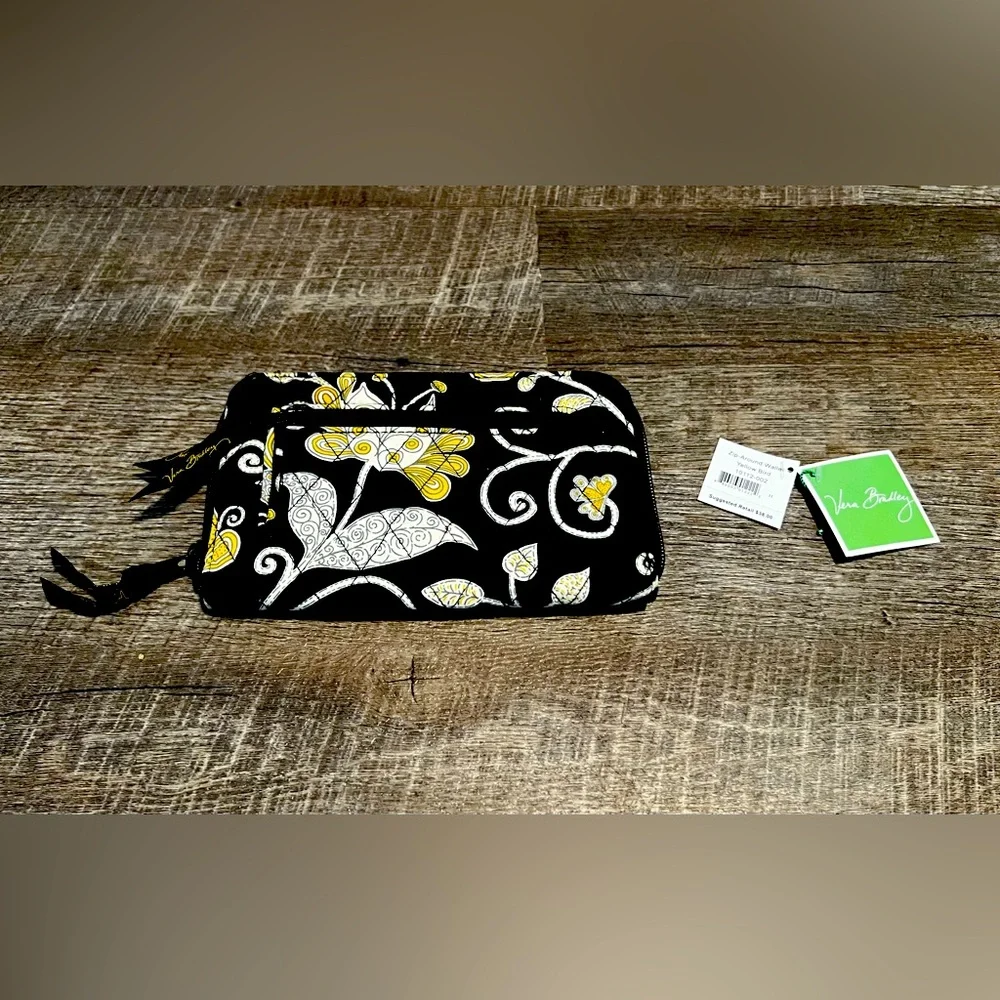 Vintage Vera Bradley Yellow Bird Zip Around Wallet - Picture 2 of 6